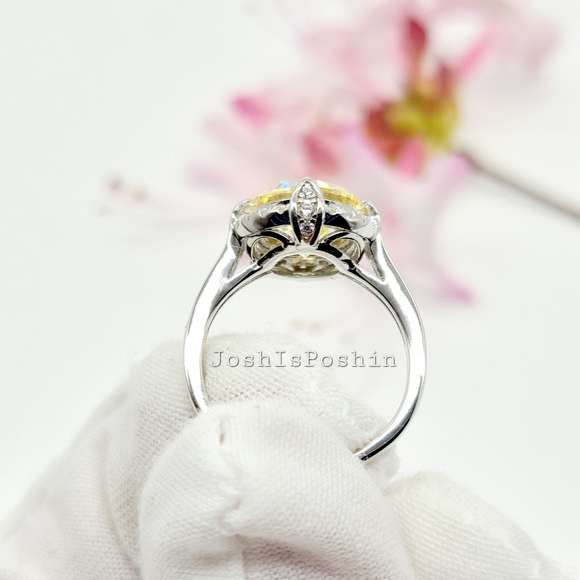 3.55CT Canary yellow halo diamond ring in sterling silver - Picture 8 of 10